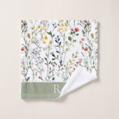 Wildflower Watercolor Botanical Monogram  バスタオルセット (ウォッシュタオル)