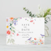 Wildflower Watercolor Botanical Spring Wedding  セーブザデート (スタンド正面)