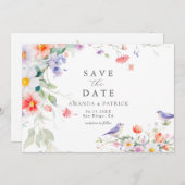 Wildflower Watercolor Botanical Spring Wedding  セーブザデート (正面/裏面)