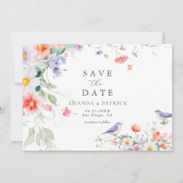 Wildflower Watercolor Botanical Spring Wedding  セーブザデート