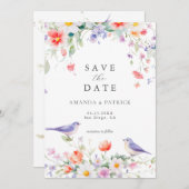 Wildflower Watercolor Botanical Spring Wedding  セーブザデート (正面/裏面)