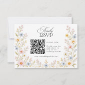 Wildflower Watercolor Floral ウェディングQRコード 出欠カード (正面)