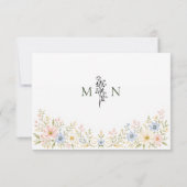 Wildflower Watercolor Floral ウェディングQRコード 出欠カード (裏面)