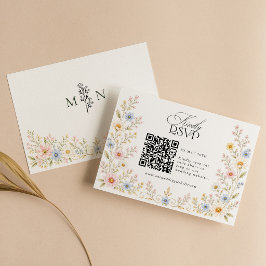 Wildflower Watercolor Floral ウェディングQRコード 出欠カード