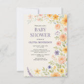 Wildflower Watercolor Floral ベビーシャワー 招待状 (正面)