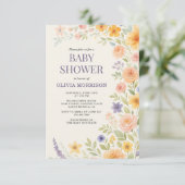 Wildflower Watercolor Floral Baby Shower 招待状 (スタンド正面)