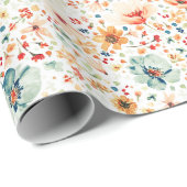 Wildflower Watercolor Floral Boho Fall Botanics ラッピングペーパー (ロールコーナー)