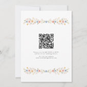 Wildflower Watercolor Floral QRコード ウェディング 招待状 (裏面)