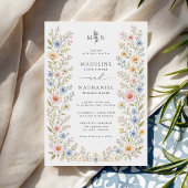 Wildflower Watercolor Floral QRコード ウェディング 招待状