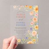 Wildflower Watercolor Floral Wedding アクリル招待状 (インサイチュ (ポータブル))