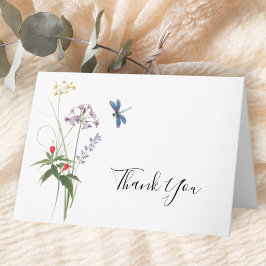 Wildflower Watercolor Flowers Bridal Thank You  カード