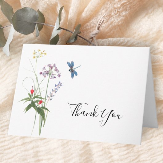 Wildflower Watercolor Flowers Bridal Thank You  カード