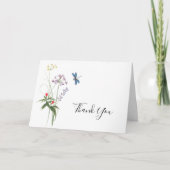 Wildflower Watercolor Flowers Bridal Thank You  カード (正面)