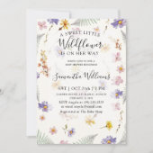 Wildflower Watercolor Girl フラワー ベビーシャワー 招待状 (正面)