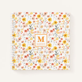 Wildflower Watercolor Monogram Notebook Journal ノートブック
