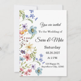 Wildflower Watercolor Wedding Invitation 招待状