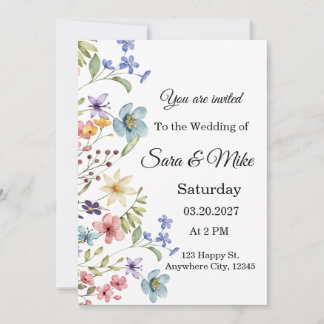 Wildflower Watercolor Wedding Invitation 招待状