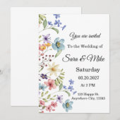 Wildflower Watercolor Wedding Invitation 招待状 (正面/裏面)