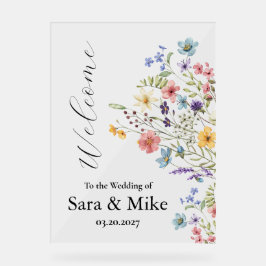 Wildflower Watercolor Wedding welcome sign アクリルサイン