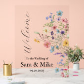 Wildflower Watercolor Wedding welcome sign アクリルサイン (ウェディング)