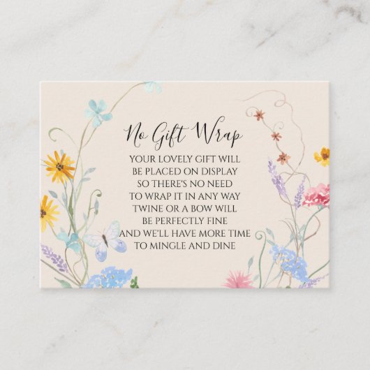 Wildflower Watercolour Floral Display Baby Shower エンクロージャーカード (正面)