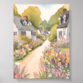 Wildflower Way | 海辺のリゾートタウンの水彩画 ポスター (正面)