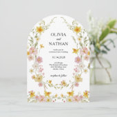 Wildflower Wedding | イエロー スプリング ガーデン QRコード 招待状 (スタンド正面)