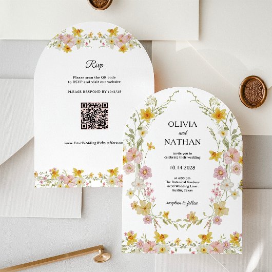 Wildflower Wedding | イエロー スプリング ガーデン QRコード 招待状