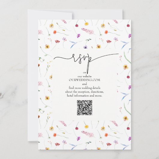 Wildflower Wedding All In One QR Code 招待状 (裏面)