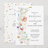 Wildflower Wedding All In One QR Code 招待状 (正面/裏面)