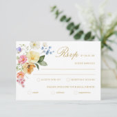 Wildflower Wedding Colorful Floral Wedding 出欠カード (スタンド正面)