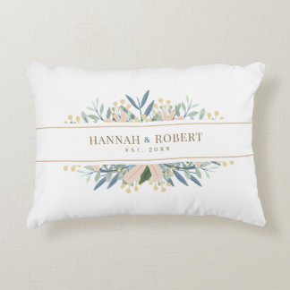 Wildflower+Wedding+Date+Keepsake+Couple+Name アクセントクッション