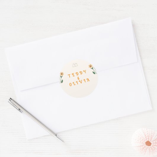 Wildflower Wedding Invitation ラウンドシール (封筒)