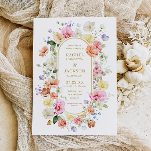 Wildflower Wedding Invite, Colorful Floral Wedding 招待状