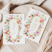 Wildflower Wedding Invite, Colorful Floral Wedding 招待状