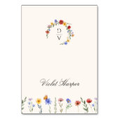 Wildflower Wedding Monogram Table Place Card テーブルナンバー (正面)