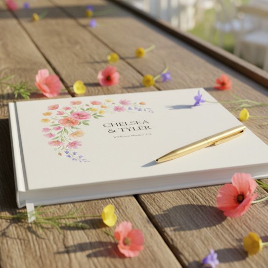 Wildflower Wedding Pretty Floral Signature ゲストブック