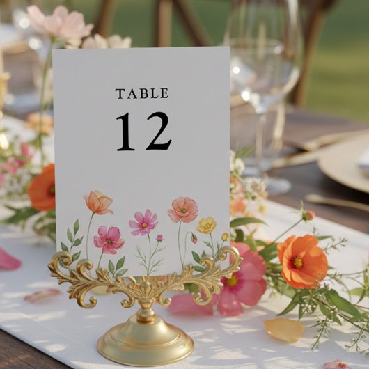 Wildflower Wedding Pretty Flower Table Number テーブルナンバー