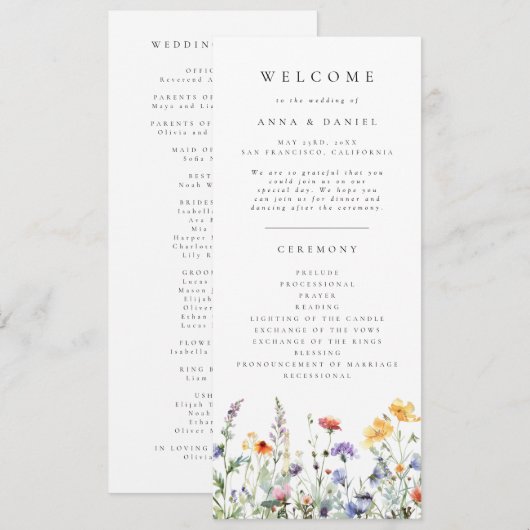 Wildflower Wedding Program プログラム (正面/裏面)