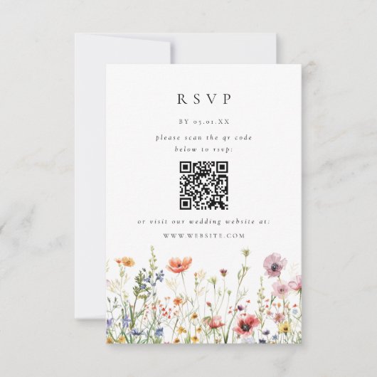 Wildflower Wedding QR Code RSVP Card (正面)