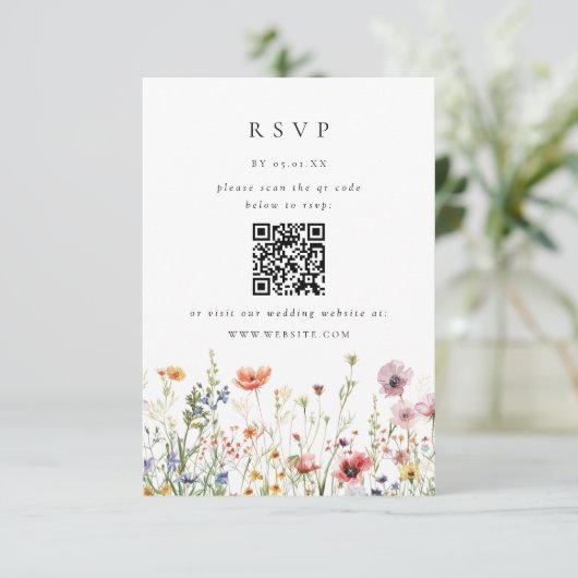 Wildflower Wedding QR Code RSVP Card (スタンド正面)