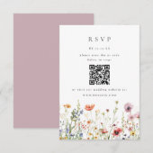 Wildflower Wedding QR Code RSVP Card (正面/裏面)