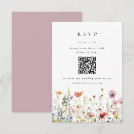 Wildflower Wedding QR Code RSVP Card
