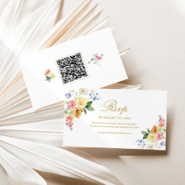 Wildflower Wedding QR Code RSVP Card エンクロージャーカード