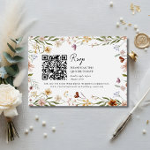 Wildflower Wedding QR RSVP Enclosure Card 招待状