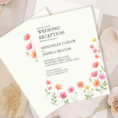 Wildflower Wedding Reception Pink Orange Floral 招待状