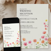 Wildflower Wedding Reception Pink Orange Floral 招待状