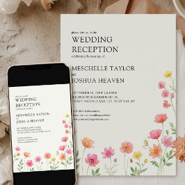 Wildflower Wedding Reception Pink Orange Floral 招待状