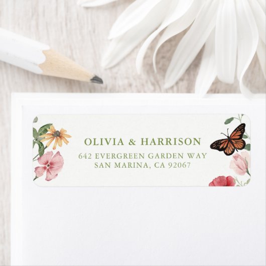 Wildflower Wedding Return Address Labels ラベル (インサイチュ)
