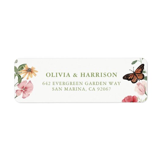 Wildflower Wedding Return Address Labels ラベル (正面)